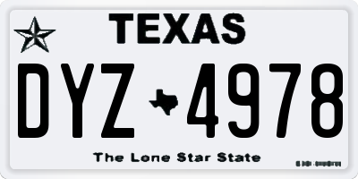 TX license plate DYZ4978