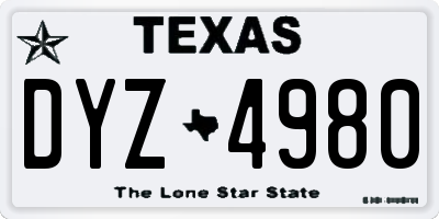 TX license plate DYZ4980