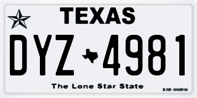 TX license plate DYZ4981