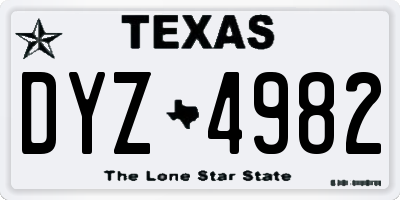 TX license plate DYZ4982