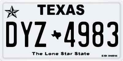 TX license plate DYZ4983