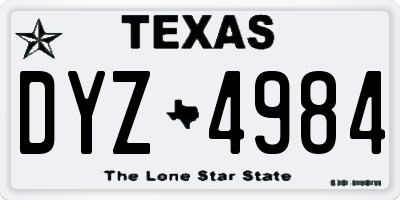 TX license plate DYZ4984