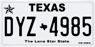 TX license plate DYZ4985