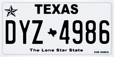 TX license plate DYZ4986