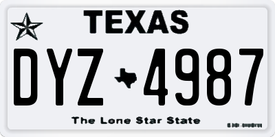 TX license plate DYZ4987