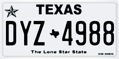 TX license plate DYZ4988
