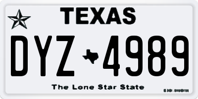 TX license plate DYZ4989