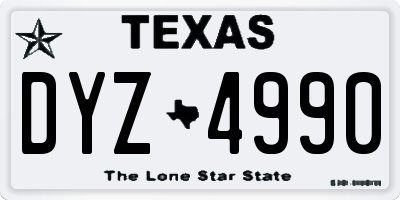TX license plate DYZ4990