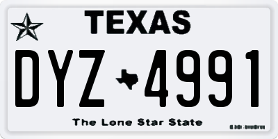 TX license plate DYZ4991