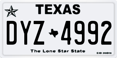 TX license plate DYZ4992
