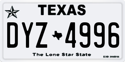 TX license plate DYZ4996