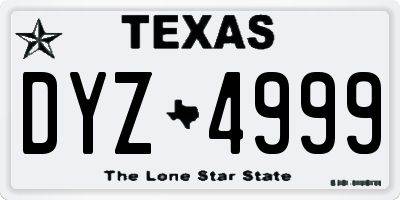 TX license plate DYZ4999