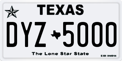 TX license plate DYZ5000