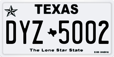 TX license plate DYZ5002