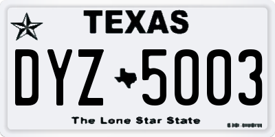 TX license plate DYZ5003