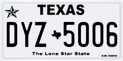 TX license plate DYZ5006