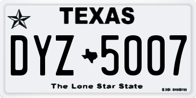TX license plate DYZ5007