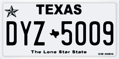 TX license plate DYZ5009