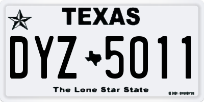 TX license plate DYZ5011