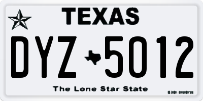 TX license plate DYZ5012