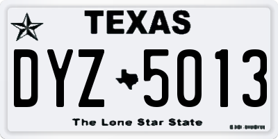 TX license plate DYZ5013