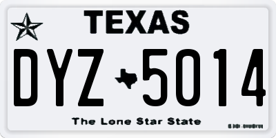 TX license plate DYZ5014