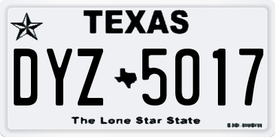 TX license plate DYZ5017