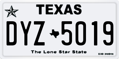 TX license plate DYZ5019