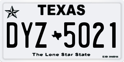 TX license plate DYZ5021