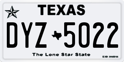 TX license plate DYZ5022