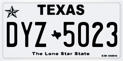 TX license plate DYZ5023