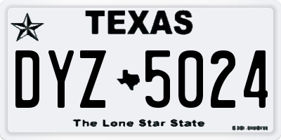 TX license plate DYZ5024
