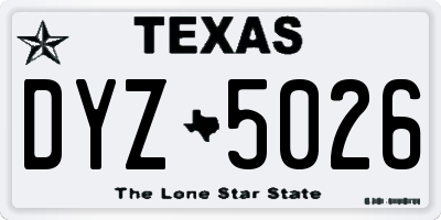 TX license plate DYZ5026