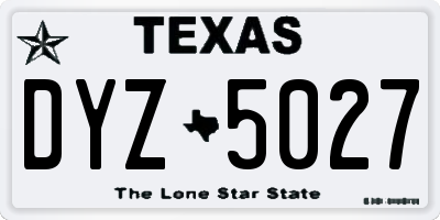 TX license plate DYZ5027