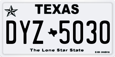 TX license plate DYZ5030