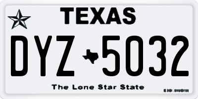 TX license plate DYZ5032