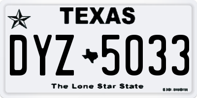 TX license plate DYZ5033