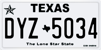 TX license plate DYZ5034