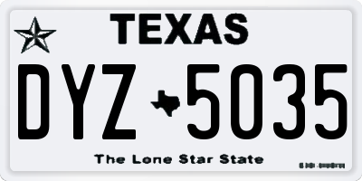 TX license plate DYZ5035