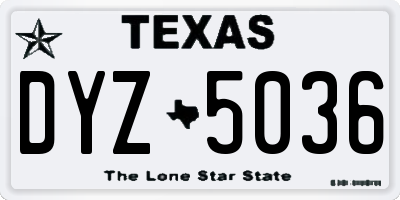 TX license plate DYZ5036