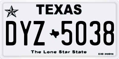 TX license plate DYZ5038