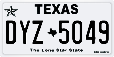 TX license plate DYZ5049