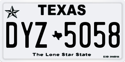 TX license plate DYZ5058