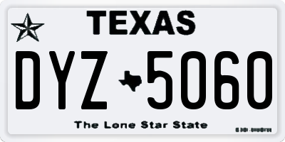 TX license plate DYZ5060
