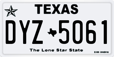 TX license plate DYZ5061