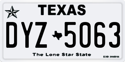 TX license plate DYZ5063