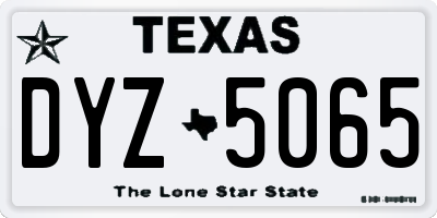 TX license plate DYZ5065