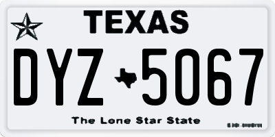 TX license plate DYZ5067