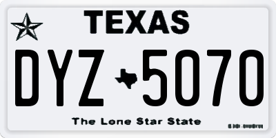 TX license plate DYZ5070