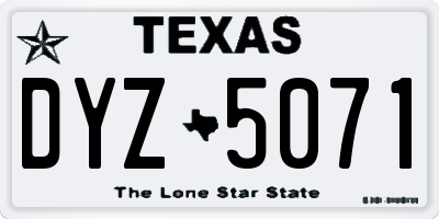 TX license plate DYZ5071